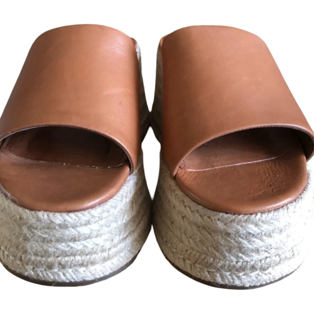Schutz Marih Weekend Atanado Leather Platform Espadrilles Size 9.5 NWOT